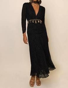 NEW RIXO racquel dress in black polka dot burnout